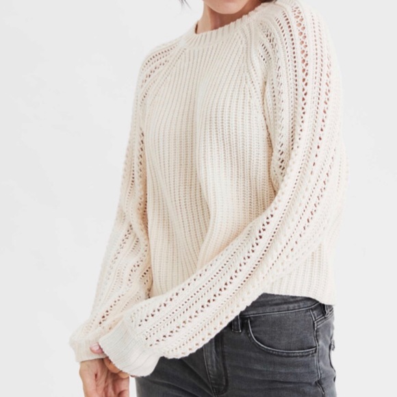 American Eagle Outfitters Sweaters - NEW AEO Sweater Open Stitch Detail Crew Neck XL